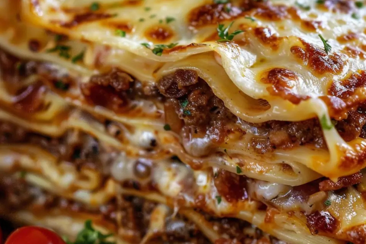 Parmesan Garlic Bacon Cheeseburger Lasagna Recipe