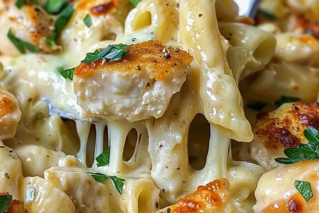 Garlic Parmesan Chicken Pasta Bake