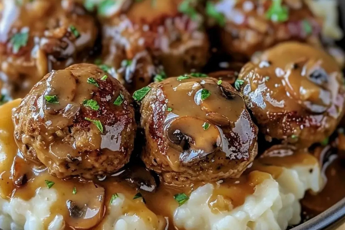 Salisbury Steak Meatballs with Mushroom Gravy