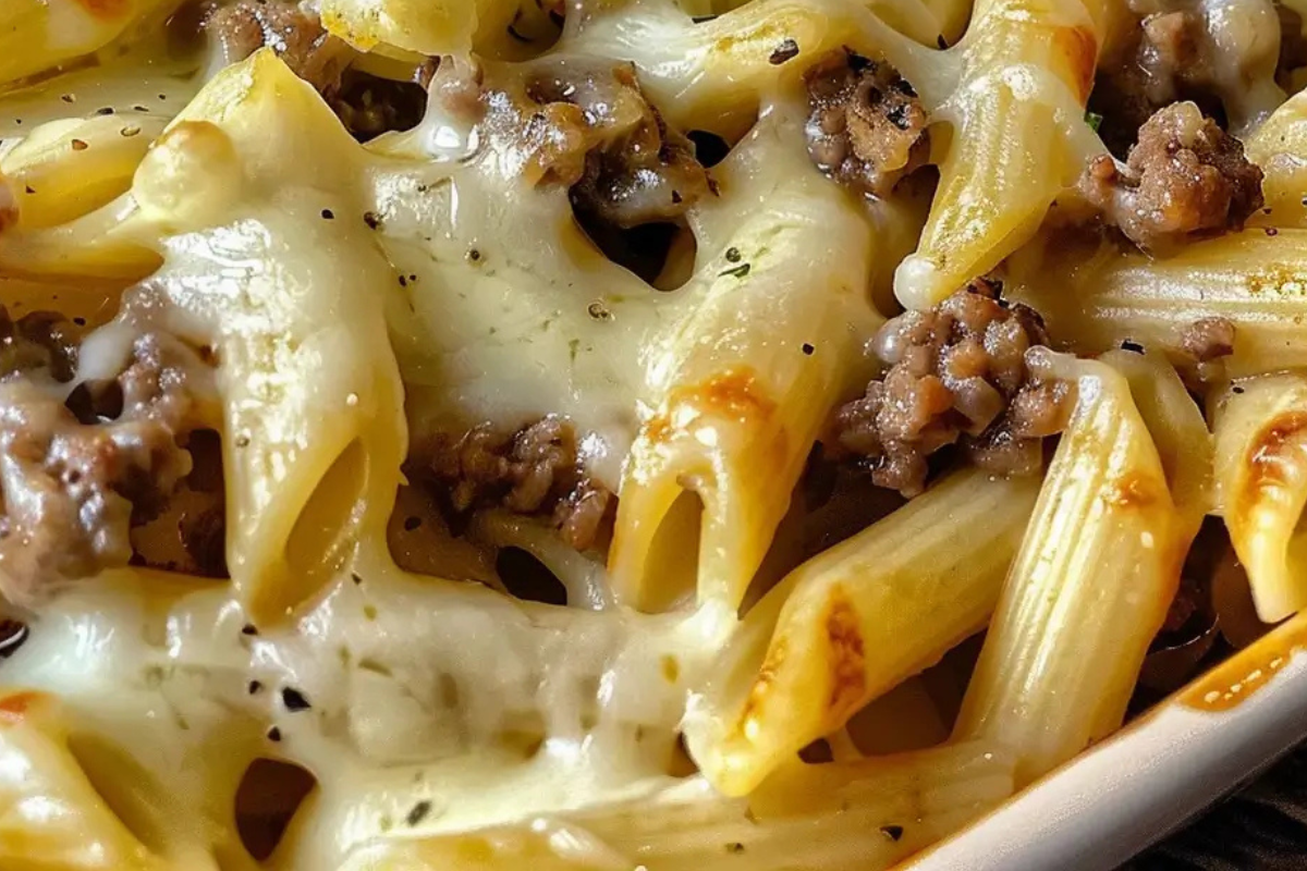 Cheesy Penne with Garlic Butter Ground Beef