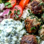 Greek Meatball Bowl with Tzatziki