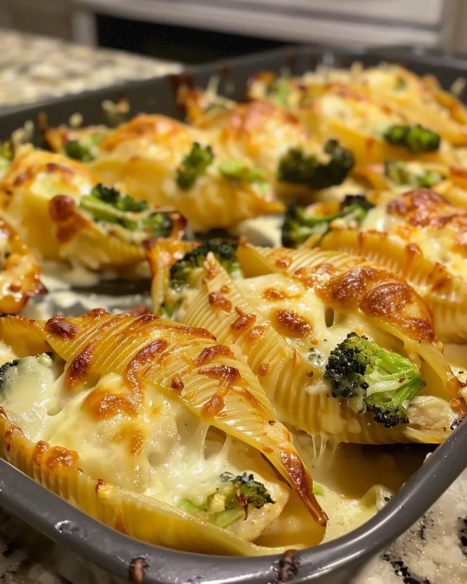 Chicken Broccoli Alfredo Stuffed Shells