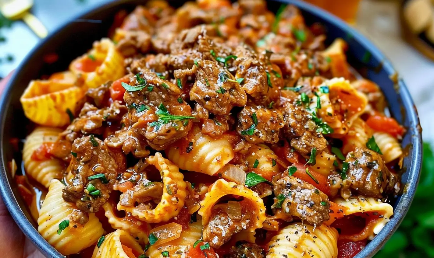 Beef Pasta in a Creamy Garlic Sauce
