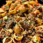 Luxurious Beef Pasta in a Creamy Garlic Sauce