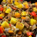 Crockpot Cheesesteak Potato Casserole